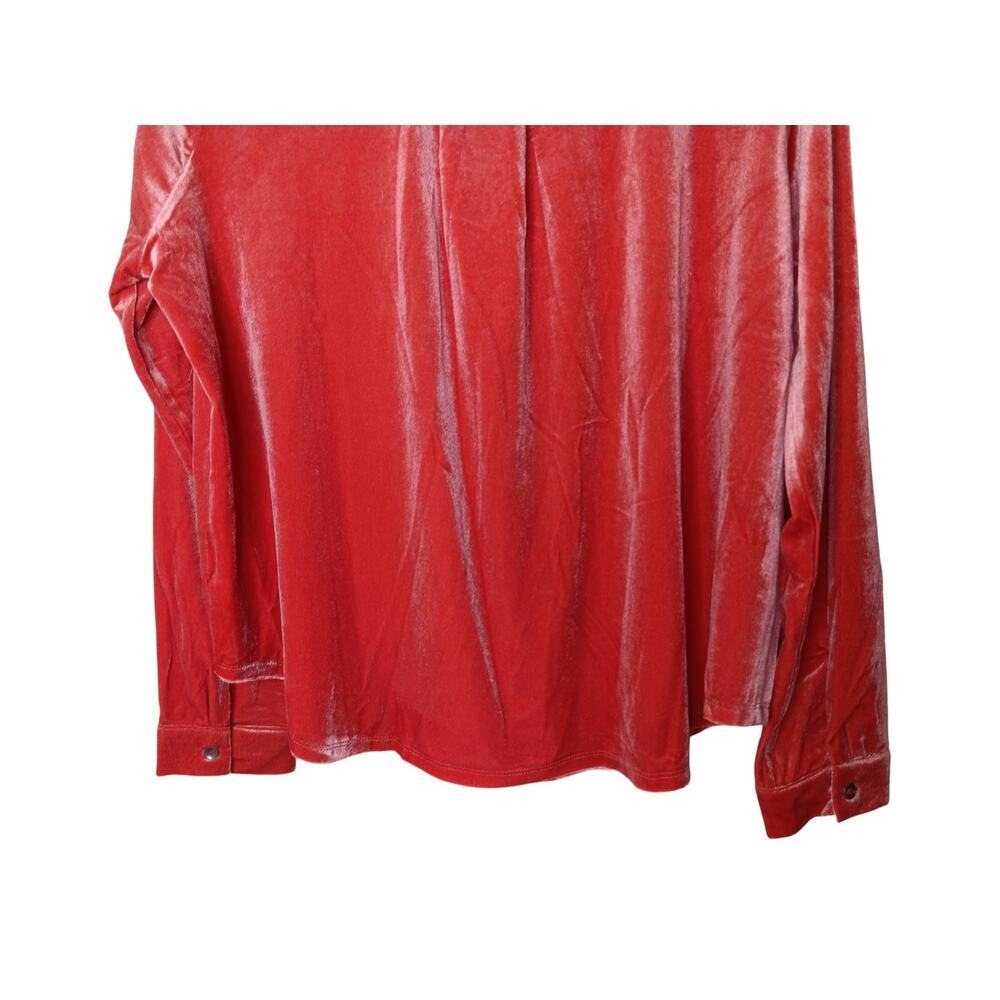 New Easel Los Angeles Coral Velvet Button Down Shirt M Oversized Long Sleeve - Picture 11 of 15